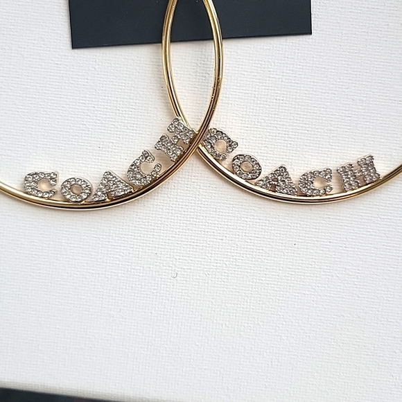 Coach Pavé Coach Large Hoop Earrings - Picture 5 of 7